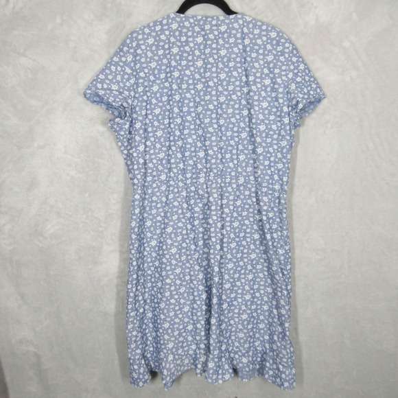 J Crew Mercantile Blue Floral Wrap Dress Womens XL Short Sleeve Drawstring Waist - Picture 9 of 11